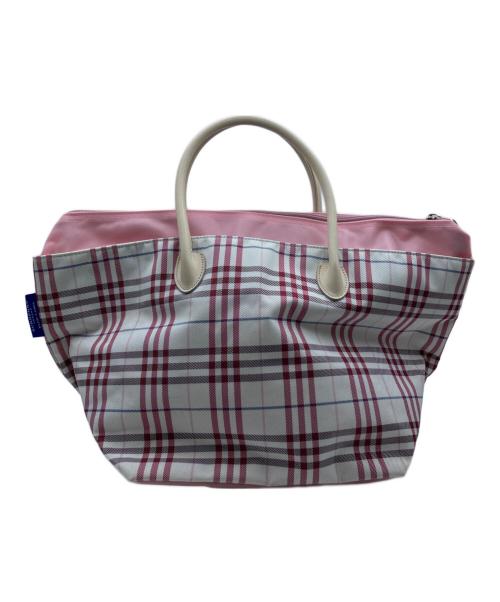 BURBERRY BLUE LABEL（バーバリー ブルー レーベル）BURBERRY BLUE LABEL (バーバリー ブルー レーベル) チェック柄ナイロンハンドバッグ ベージュの古着・服飾アイテム