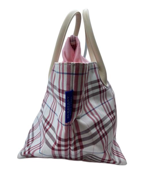 BURBERRY BLUE LABEL（バーバリー ブルー レーベル）BURBERRY BLUE LABEL (バーバリー ブルー レーベル) チェック柄ナイロンハンドバッグ ベージュの古着・服飾アイテム