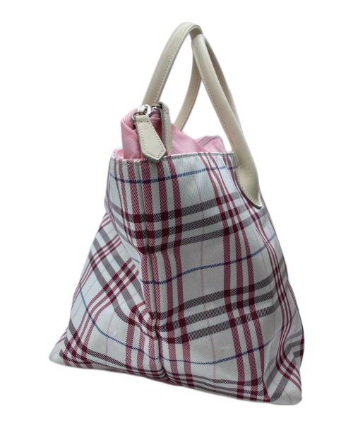 BURBERRY BLUE LABEL（バーバリー ブルー レーベル）BURBERRY BLUE LABEL (バーバリー ブルー レーベル) チェック柄ナイロンハンドバッグ ベージュの古着・服飾アイテム