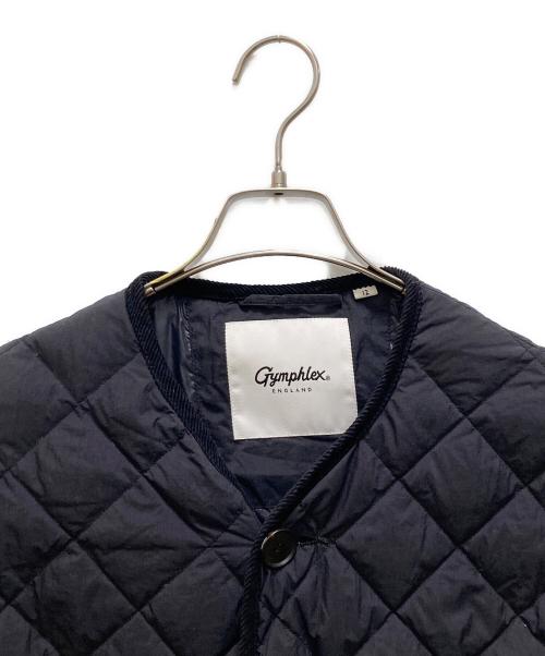 Gymphlex（ジムフレックス）Gymphlex (ジムフレックス) ダイヤキルトダウン Vネック カラーレスコート ブラック サイズ:12の古着・服飾アイテム
