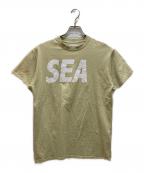 WIND AND SEAウィンダンシー）の古着「ロゴプリントTシャツ」｜ベージュ
