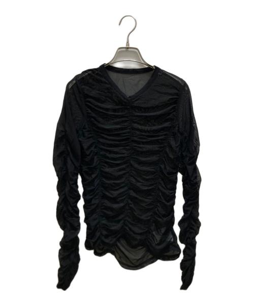 MAISON SPECIAL（メゾンスペシャル）MAISON SPECIAL (メゾンスペシャル) シースルーシャーリングトップ ブラック サイズ:FREEの古着・服飾アイテム