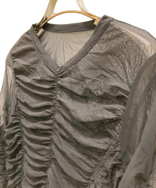 MAISON SPECIAL（メゾンスペシャル）MAISON SPECIAL (メゾンスペシャル) シースルーシャーリングトップ ブラック サイズ:FREEの古着・服飾アイテム