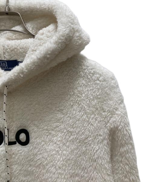 POLO RALPH LAUREN（ポロ・ラルフローレン）POLO RALPH LAUREN (ポロ・ラルフローレン) ロゴ刺繍ボアプルオーバーパーカー ホワイト サイズ:Lの古着・服飾アイテム