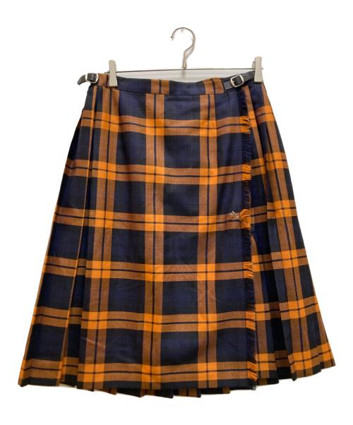 O'NEIL OF DUBLIN（オニールオブダブリン）O'NEIL OF DUBLIN (オニールオブダブリン) キルトラップチェックスカート オレンジ×ネイビー サイズ:12の古着・服飾アイテム