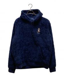 POLO RALPH LAUREN（ポロ・ラルフローレン）の古着「ベア刺繍ボアプルオーバーパーカー」｜ネイビー