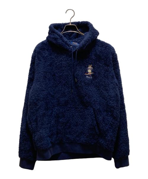 POLO RALPH LAUREN（ポロ・ラルフローレン）POLO RALPH LAUREN (ポロ・ラルフローレン) ベア刺繍ボアプルオーバーパーカー ネイビー サイズ:Ｌの古着・服飾アイテム