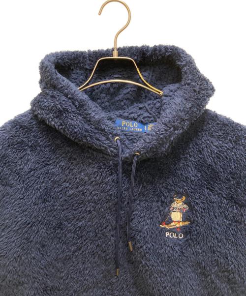 POLO RALPH LAUREN（ポロ・ラルフローレン）POLO RALPH LAUREN (ポロ・ラルフローレン) ベア刺繍ボアプルオーバーパーカー ネイビー サイズ:Ｌの古着・服飾アイテム
