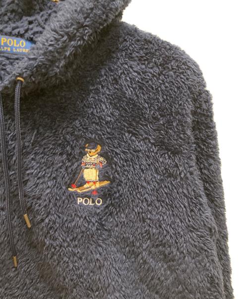 POLO RALPH LAUREN（ポロ・ラルフローレン）POLO RALPH LAUREN (ポロ・ラルフローレン) ベア刺繍ボアプルオーバーパーカー ネイビー サイズ:Ｌの古着・服飾アイテム
