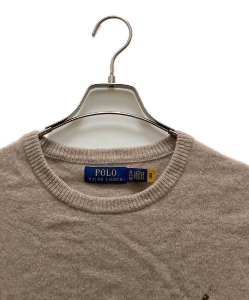 POLO RALPH LAUREN（ポロ・ラルフローレン）POLO RALPH LAUREN (ポロ・ラルフローレン) クルーネックニット ベージュ サイズ:XLの古着・服飾アイテム