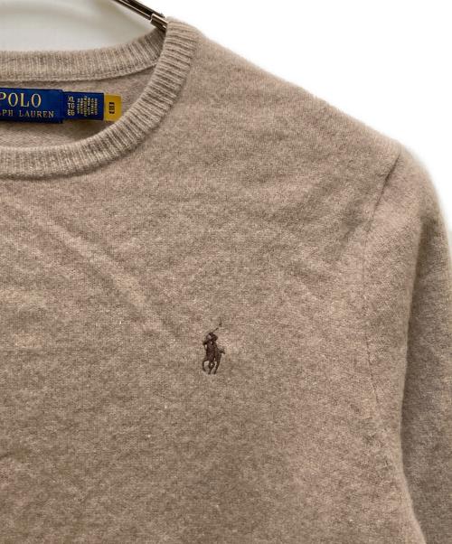 POLO RALPH LAUREN（ポロ・ラルフローレン）POLO RALPH LAUREN (ポロ・ラルフローレン) クルーネックニット ベージュ サイズ:XLの古着・服飾アイテム