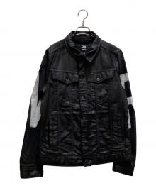 G-STAR RAW（ジースターロゥ）の古着「ペイントデザインコーティングデニムジャケット」｜ブラック