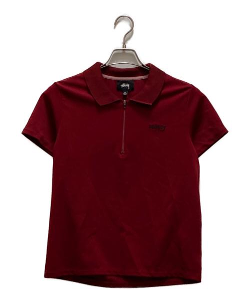 stussy（ステューシー）stussy (ステューシー) ハーフジップポロシャツ レッド サイズ:Mの古着・服飾アイテム