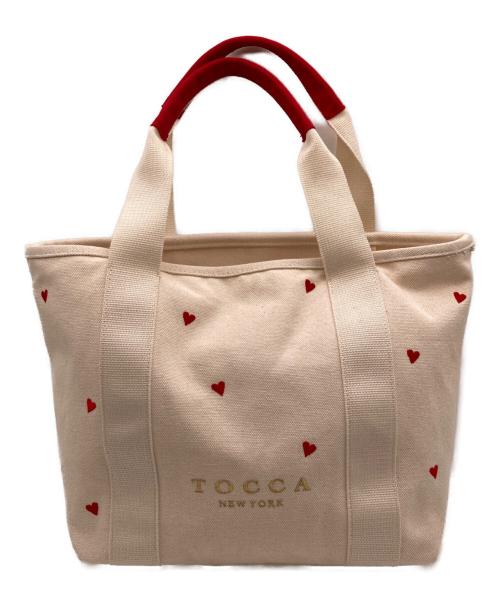 TOCCA（トッカ）TOCCA (トッカ) ラッキーシャワーキャンバストートバッグ ベージュ(オフ×ハート柄)の古着・服飾アイテム
