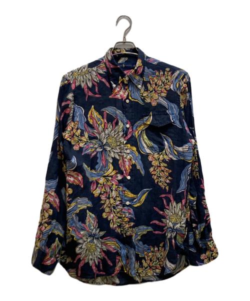 POLO RALPH LAUREN（ポロ・ラルフローレン）POLO RALPH LAUREN (ポロ・ラルフローレン) 花柄リネンロングスリーブシャツ ネイビー サイズ:sの古着・服飾アイテム