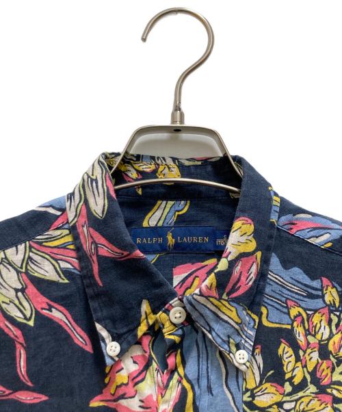 POLO RALPH LAUREN（ポロ・ラルフローレン）POLO RALPH LAUREN (ポロ・ラルフローレン) 花柄リネンロングスリーブシャツ ネイビー サイズ:sの古着・服飾アイテム