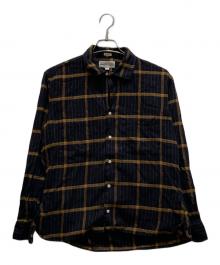 INDIVIDUALIZED SHIRTS×MOJITO（インディビジュアライズドシャツ×モヒート）の古着「コラボチェックオープンカラーシャツ」｜ブラック×ブラウン