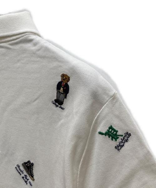 POLO RALPH LAUREN（ポロ・ラルフローレン）POLO RALPH LAUREN (ポロ・ラルフローレン) マルチ刺繍 鹿の子ポロシャツ ホワイト サイズ:Lの古着・服飾アイテム