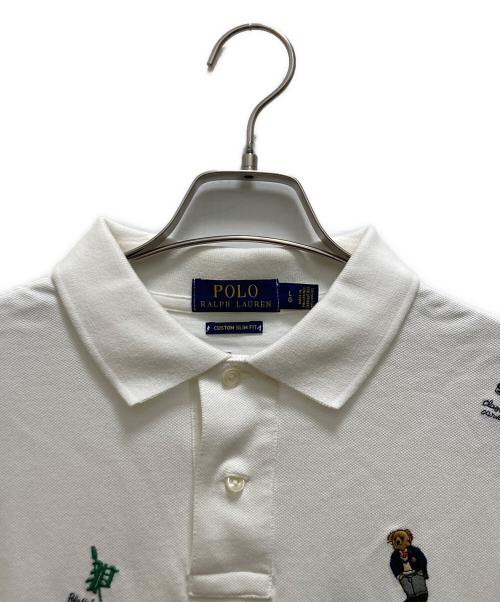 POLO RALPH LAUREN（ポロ・ラルフローレン）POLO RALPH LAUREN (ポロ・ラルフローレン) マルチ刺繍 鹿の子ポロシャツ ホワイト サイズ:Lの古着・服飾アイテム
