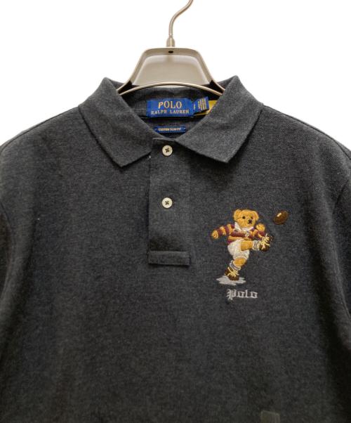 POLO RALPH LAUREN（ポロ・ラルフローレン）POLO RALPH LAUREN (ポロ・ラルフローレン) 見返し切替 ベア刺繍ポロシャツ グレー サイズ:S 170/92A 未使用品の古着・服飾アイテム