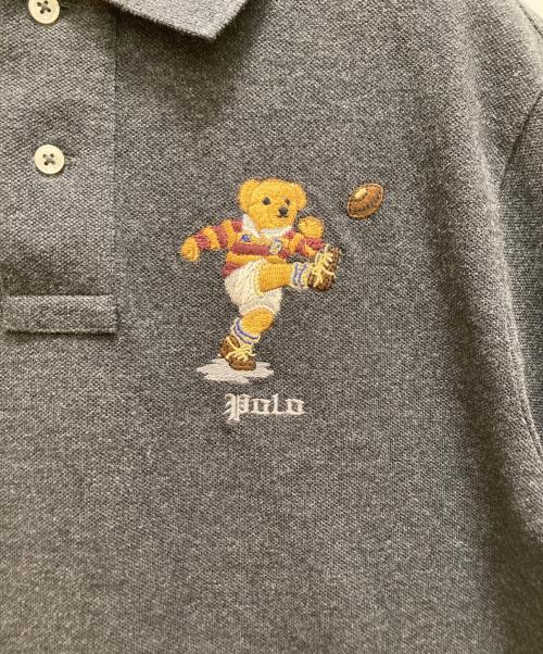 POLO RALPH LAUREN（ポロ・ラルフローレン）POLO RALPH LAUREN (ポロ・ラルフローレン) 見返し切替 ベア刺繍ポロシャツ グレー サイズ:S 170/92A 未使用品の古着・服飾アイテム