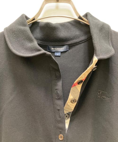 BURBERRY LONDON（バーバリーロンドン）BURBERRY LONDON (バーバリーロンドン) 見返しノバチェック切替 ラウンドカラーポロシャツ ブラック サイズ:5の古着・服飾アイテム