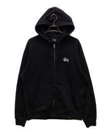 stussy（ステューシー）の古着「バックロゴジップパーカー」｜ブラック