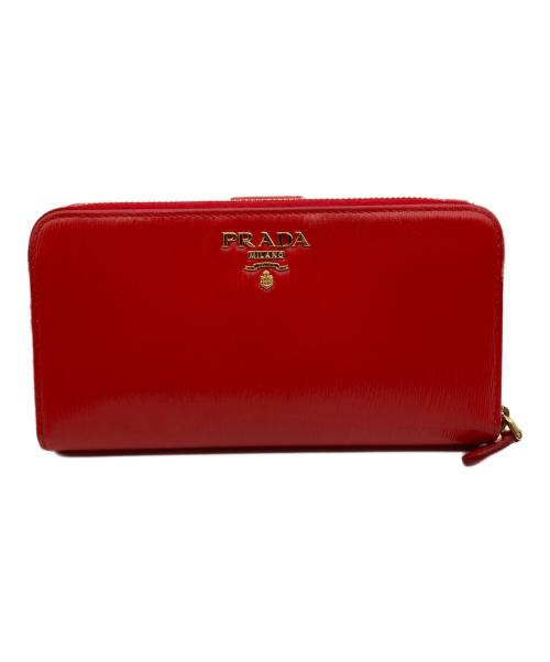 PRADA（プラダ）PRADA (プラダ) ラウンドジップウォレット レッドの古着・服飾アイテム