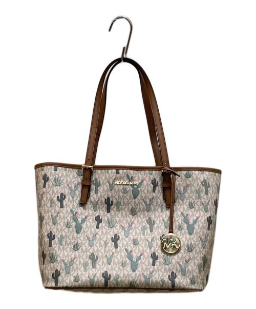 MICHAEL KORS（マイケル・コース）MICHAEL KORS (マイケル・コース) 総柄PVCトートバッグ ベージュの古着・服飾アイテム