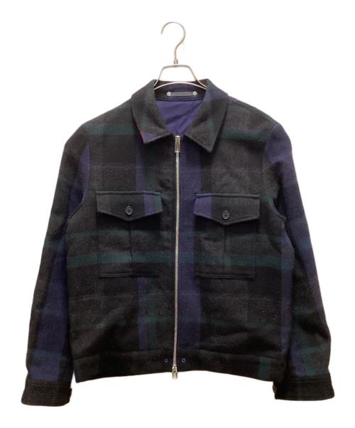 PS Paul Smith（ＰＳポールスミス）PS Paul Smith (ＰＳポールスミス) ブランケットチェックジップアップブルゾン グリーン サイズ:Mの古着・服飾アイテム