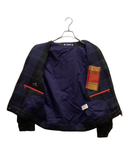 PS Paul Smith（ＰＳポールスミス）PS Paul Smith (ＰＳポールスミス) ブランケットチェックジップアップブルゾン グリーン サイズ:Mの古着・服飾アイテム