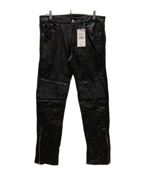 ZARA（ザラ）ZARA (ザラ) Ludovic de Saint Sernin ラムレザーバイカーパンツ ブラック サイズ:42の古着・服飾アイテム