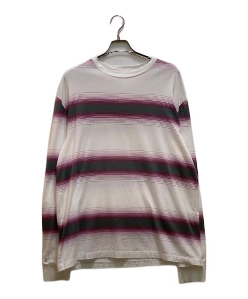 UNUSED（アンユーズド）UNUSED (アンユーズド) ボーダーカットソー ピンク×ホワイト サイズ:3の古着・服飾アイテム