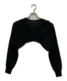 tricot COMME des GARCONS（トリココムデギャルソン）の古着「ヴィンテージフラワーデザインショートカーディガン」｜ブラック