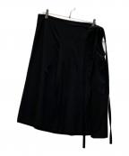 ROBE DE CHAMBRE COMME DES GARCONSローブドシャンブル コムデギャルソン）の古着「ヴィンテージウールギャバジンプリーツラップスカート」｜ブラック