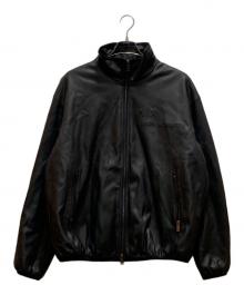 ARMANI EXCHANGE（アルマーニ エクスチェンジ）の古着「立体ロゴダブルジップフェイクレザーブルゾン」｜ブラック