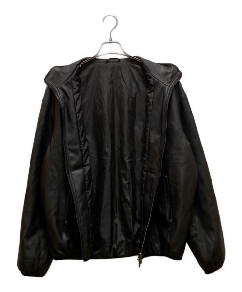 ARMANI EXCHANGE（アルマーニ エクスチェンジ）ARMANI EXCHANGE (アルマーニ エクスチェンジ) 立体ロゴダブルジップフェイクレザーブルゾン ブラック サイズ: Lの古着・服飾アイテム