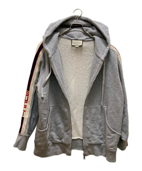 GUCCI（グッチ）GUCCI (グッチ) テクニカルライン ロゴジップパーカー グレー サイズ:Lの古着・服飾アイテム