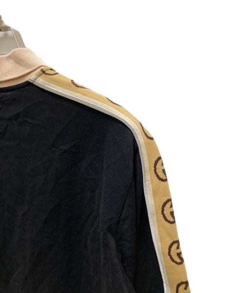 GUCCI（グッチ）GUCCI (グッチ) ロゴラインロングスリーブポロシャツ ブラック サイズ:mの古着・服飾アイテム