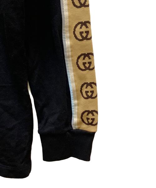 GUCCI（グッチ）GUCCI (グッチ) ロゴラインロングスリーブポロシャツ ブラック サイズ:mの古着・服飾アイテム
