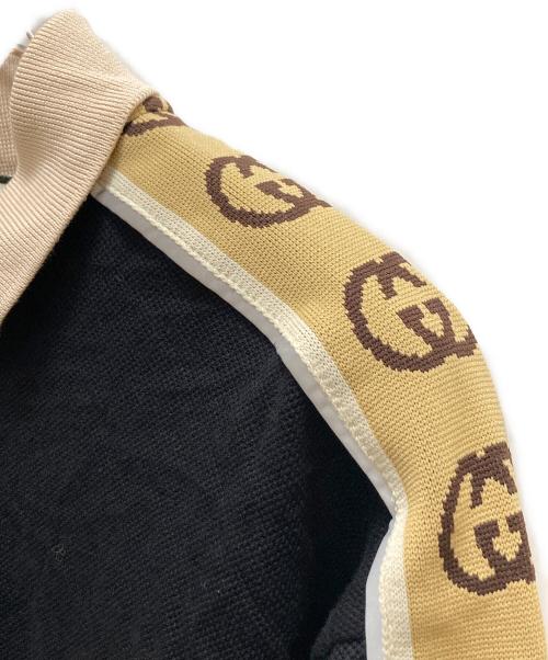GUCCI（グッチ）GUCCI (グッチ) ロゴラインロングスリーブポロシャツ ブラック サイズ:mの古着・服飾アイテム