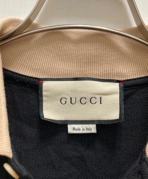 GUCCI（グッチ）GUCCI (グッチ) ロゴラインロングスリーブポロシャツ ブラック サイズ:mの古着・服飾アイテム