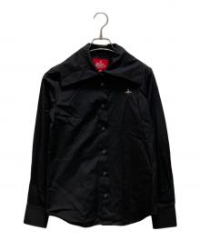 Vivienne Westwood RED LABEL（ヴィヴィアンウエストウッドレッドレーベル）の古着「ワンポイント刺繍ビッグカラーシャツ」｜ブラック