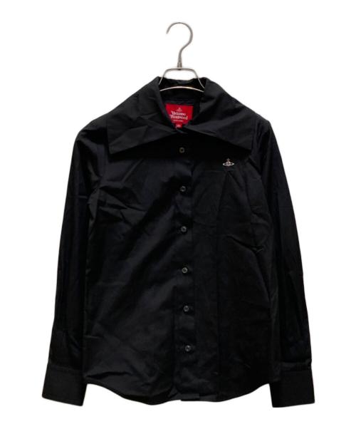 Vivienne Westwood RED LABEL（ヴィヴィアンウエストウッドレッドレーベル）Vivienne Westwood RED LABEL (ヴィヴィアンウエストウッドレッドレーベル) ワンポイント刺繍ビッグカラーシャツ ブラック サイズ:01 未使用品の古着・服飾アイテム