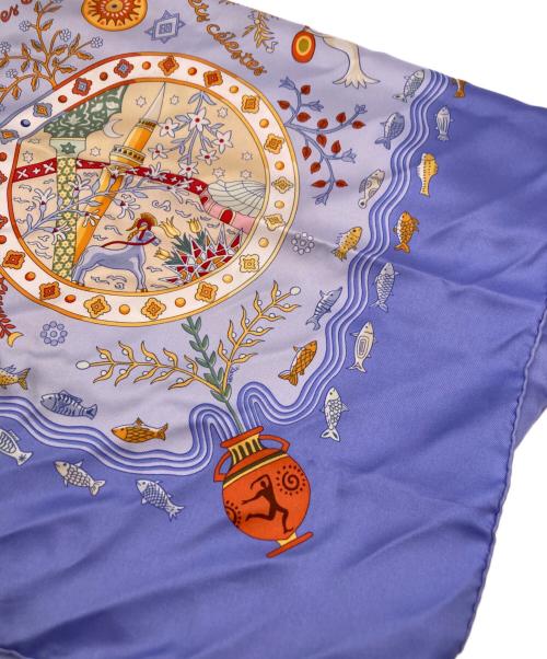 HERMES（エルメス）HERMES (エルメス) カレ90 地中海の港町 ブルーの古着・服飾アイテム