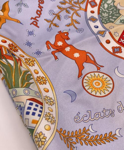 HERMES（エルメス）HERMES (エルメス) カレ90 地中海の港町 ブルーの古着・服飾アイテム