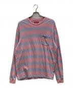SUPREMEシュプリーム）の古着「ストライプポケットロングスリーブカットソー」｜ピンク×ブルー