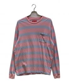 SUPREME（シュプリーム）の古着「ストライプポケットロングスリーブカットソー」｜ピンク×ブルー