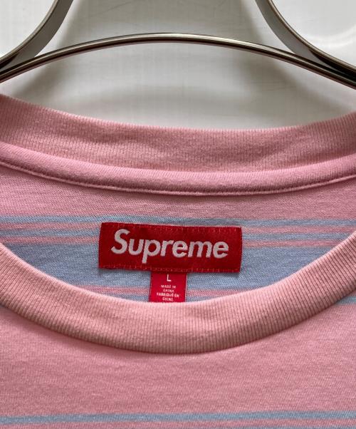 SUPREME（シュプリーム）Supreme (シュプリーム) ストライプポケットロングスリーブカットソー ピンク×ブルー サイズ:Lの古着・服飾アイテム