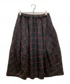 BLACK COMME des GARCONSブラックコムデギャルソン）の古着「エステルチェックスカート」｜ブラック×レッド